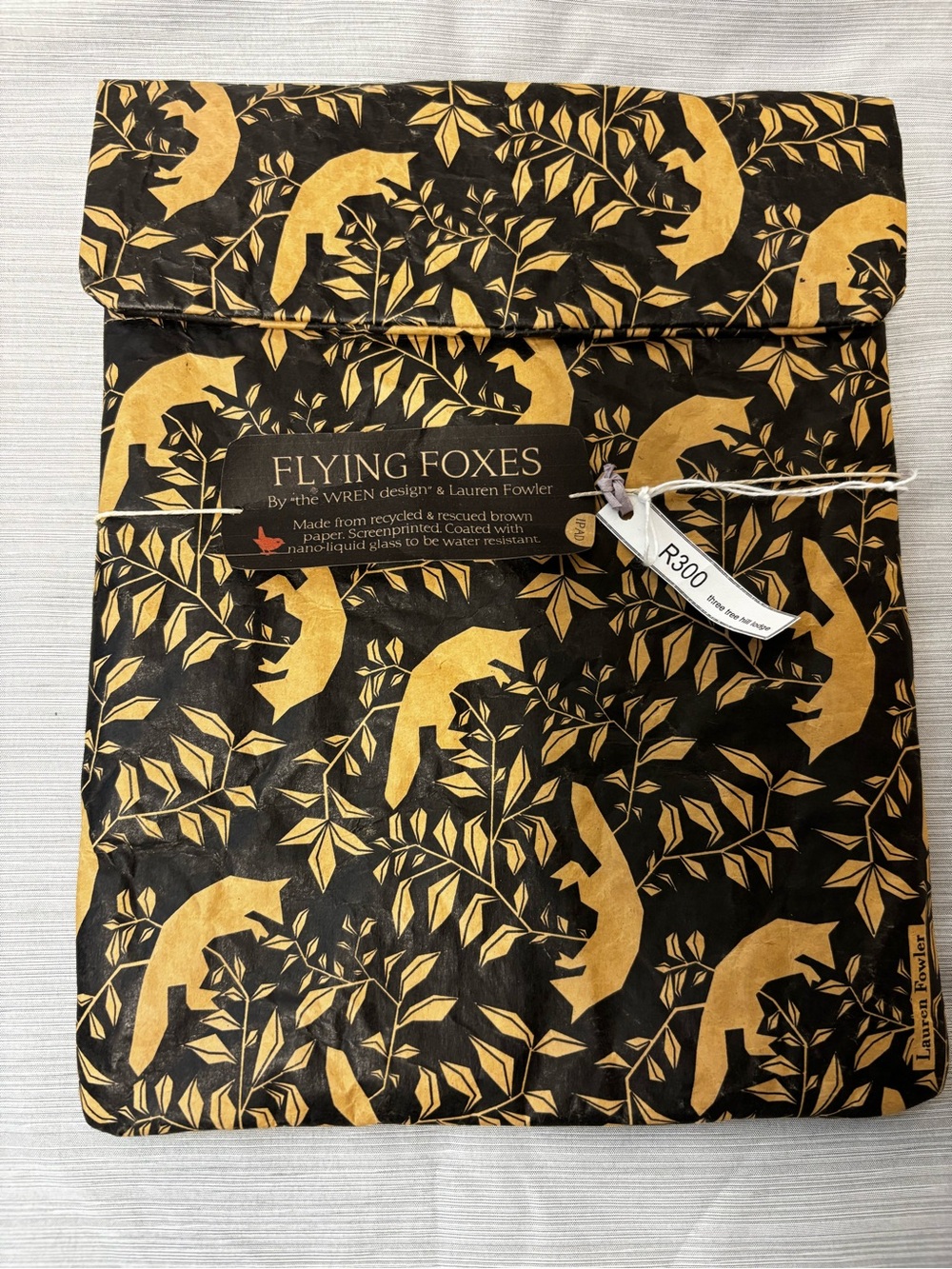 WREN Flying Fox Lauren Fowler iPad Sleeve Brown Black Fox Botanical Vintage NWT